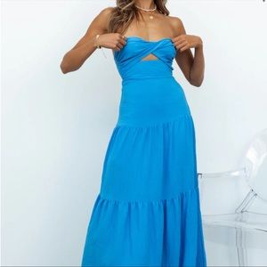 NWT Hello Molly “Pose For The Show Midi Dress Blue” blue midi dress